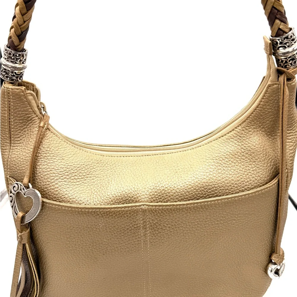 Brighton Gold and Tan Hobo Bag - Picture 4 of 11